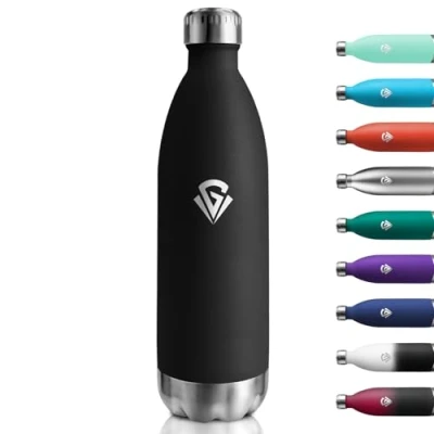 Imagen de Cantimplora Termica 1L, Botella de Agua Acero Inoxidable Reutilizable con Doble Pared, sin BPA, Termo para Colegio, Oficina, Senderismo, Deporte, Viajes, Interior o Exterior