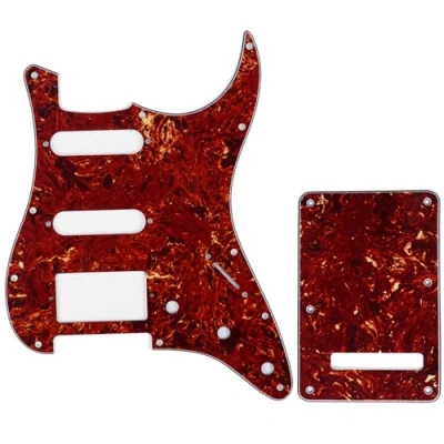 Imagen de Musiclily HSS Set de Pickguard Golpeador y Placa Trasera Strat para Fender American/México Standard Stratocaster Estilo Moderno, 4 capas Vinatage Tortoise