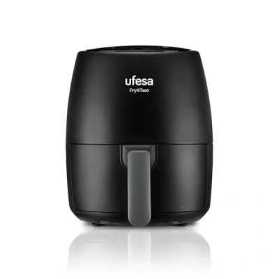 Imagen de Ufesa Fry4two Freidora de Aire Sin Aceite 2L, 6 Programas, 1200W, Temporizador, Temperatura 80ºC 200ºC, BPA, Cubeta y Bandeja Anti Adherentes, Cuerpo/Asa Tacto Frío, Negra