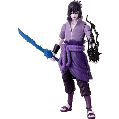 Imagen de BANDAI Anime Heroes Figura de acción Uchiha Sasuke Rinnegan/Mangekyo Sharingan 17 cm con manos y accesorios adicionales Naruto Shippuden Figuras para niños