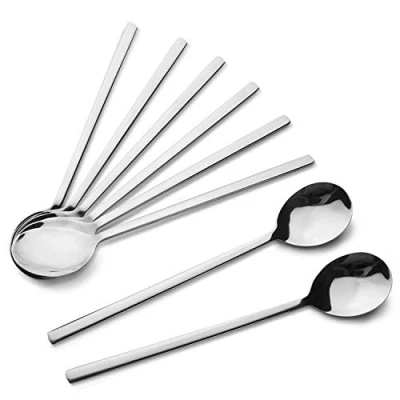 Imagen de AOOSY Juego de 8 cucharadas redondas coreanas acero inoxidable para uso doméstico y profesional (21,6 cm)