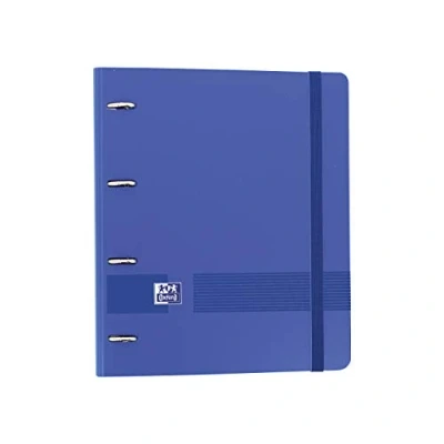 Imagen de Oxford, Archivador 4 anillas plástico polyfoam con recambio y goma Oxford Live &amp; Go, A4+ 100 Hojas, 5 bandas color cuadrícula 5x5, Azul