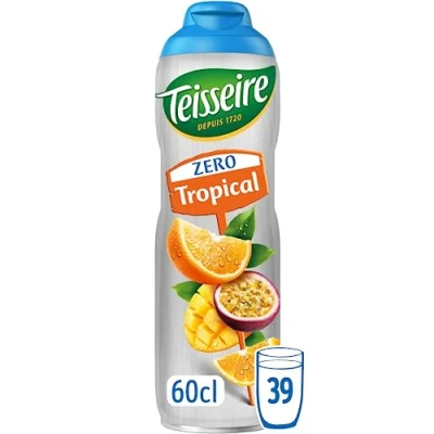 Imagen de Teisseire Zero Azúcar, Jarabe Tropical para Bebida Refrescante, Cócteles, Bidón 60cl