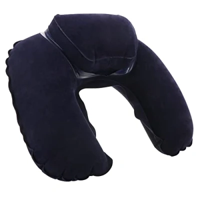 Imagen de com four® 1x Almohada Inflable para el Cuello práctica de Viaje Mayor Soporte (Aumentado 1 Pieza Azul Oscuro)