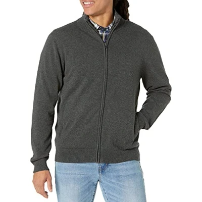 Imagen de Amazon Essentials Jersey de Algodón con Cremallera Completa Hombre, Carbón Mezcla, XXL