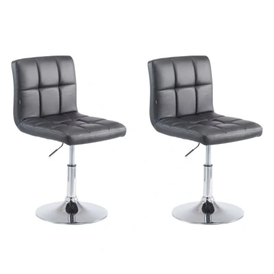 Imagen de CLP Set De 2 Taburetes Lounger Palma V2 Tapizados En Símil Cuero I Sillas Bar Modernas Regulables Altura, Color:negro