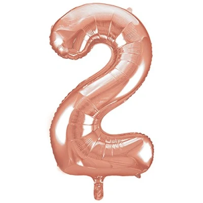 Imagen de Unique Party Globo gigante número 2, Color oro rosa, 86 cm (55872) , color/modelo surtido