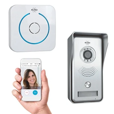 Imagen de ELRO DVC040IP IP Videoportero Cámara con visión Nocturna Gong de Puerta Comunicación vídeo en Directo vía App, Gris/Blanco, mit Türgong