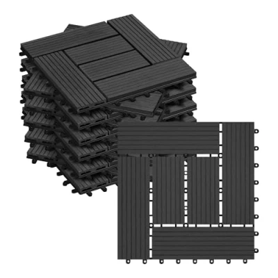 Imagen de WOLTU 11x Suelo de WPC Baldosas Madera Exterior para Porche Patios Jardin, 30 x cm 1m² Compuesta Azulejos Terraza Antracita