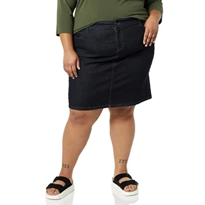 Imagen de Amazon Essentials Falda vaquera clásica con 5 bolsillos (disponible en tallas grandes) Mujer, Enjuague Claro, 56 Grande