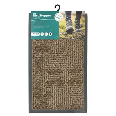 Imagen de JVL Patterned Dirt Stopper rasqueta Alfombrilla de Puerta Entrada, marrón, 75 x 45 0.5 cm