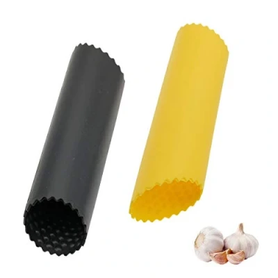 Imagen de BaiJ Pelador de Ajos,2 Piezas Manual Silicona Fácil Utiles Cocina Útil Utensilios Accesorios Pelar Ajo Gadgets Mantenga Sus Manos Libres Olores Negro/Amarillo