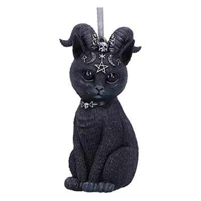 Imagen de Nemesis Now Cult Cuties Pawzuph Adorno Colgante de Resina 10 cm, Color Negro, Adorable Gato con Cuernos para Colgar, Cuernos, Fundido en la Mejor Resina, Pintado a Mano por Expertos