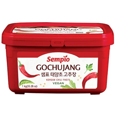 Imagen de Sempio Gochujang (1kg) Pasta de Chile Coreano, Dulce, Sabrosa y Picante. Salsa Pimiento Rojo para Tteokbokki, Comida Coreana. Vegana