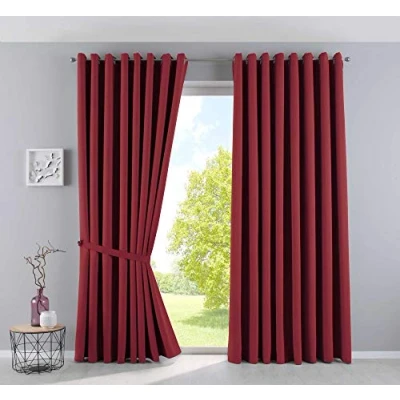Imagen de Gardinenbox Newyork 201920600 2 Cortinas Opacas (245 x 295 cm, Unidades), Color Burdeos