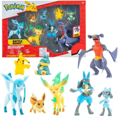 Imagen de Pokémon Figuras 8 Pack Garchomp, Pikachu, Eevee, Lucario, Riolu, Munchlax, Glaceon &amp; Leafeon Juguetes Nueva 2023 5 11 cm Oficialmente