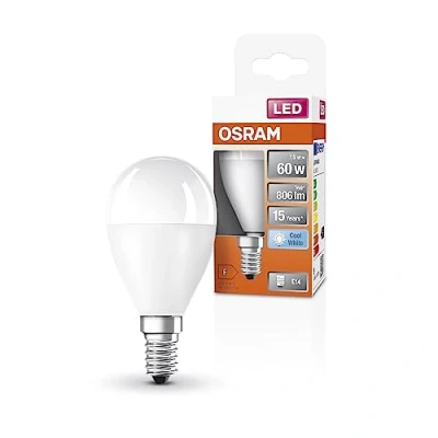 Imagen de OSRAM Lámpara LED P60 de Star para el enchufe E14, forma caída, FR, 806 lúmenes, blanco frío (4000k), reemplazo bombillas convencionales 60W, no dimmables, 6 paquetes