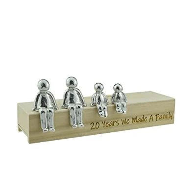 Imagen de Pirantin Idea de 20 aniversario años hicimos un adorno metal familiar Elige tu caja combinación y el grano madera puede variar (2 niños)