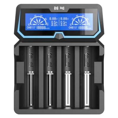 Imagen de Xtar X4 18650 Cargador de batería 2 A alta potencia,2 puertos entrada,pantalla LCD con función Power Bank,para 3,6 V/3,7 V,14500,16340,18650,20700,21700,26650,1,2 V,AAAA,A,A,SC C