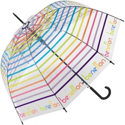 Imagen de Benetton Paraguas automático transparente, Signature Stripe, 105 cm
