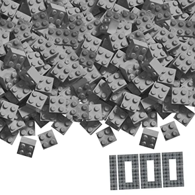 Imagen de Simba Blox, 104114554, 1000 Bloques de construcción Grises para niños a Partir 3 años, Paquete 4, en Caja, Totalmente compatibles con Muchos Otros Fabricantes