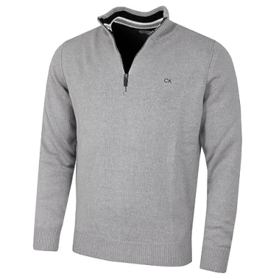 Imagen de Calvin Klein Suéter de punto algodón para hombre 2024 con media cremallera, M