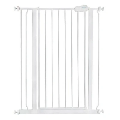Imagen de Safetots Puerta para Perros Extra Alta, 81.4cm 89cm, Blanco, Alta de 104cm Altura, Mascotas con Ajuste a Presión y Cachorros, Instalación Fácil.