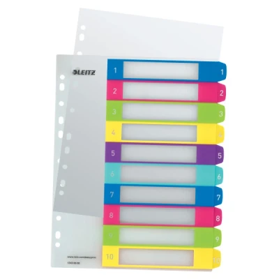 Imagen de Leitz 12430000 Índice de Proyectos Imprimibles Wow PP Din A4 1 10, Multicolor, 10 pestañas