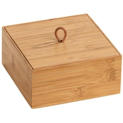 Imagen de WENKO Box con Tapa de bambú Terra M Caja almacenaje, Cesta para el baño Natural