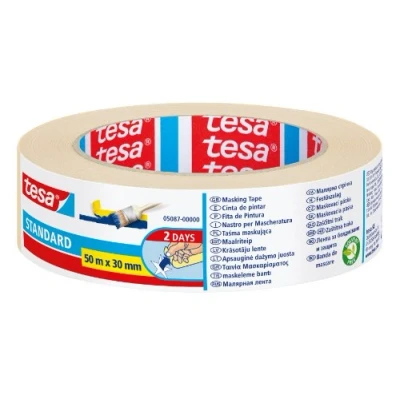 Imagen de tesa Cinta de Pintar STANDARD, Pintor, Removible Sin Residuos hasta 2 Días Después, Disolventes, Ancha, 50 m x 30 mm