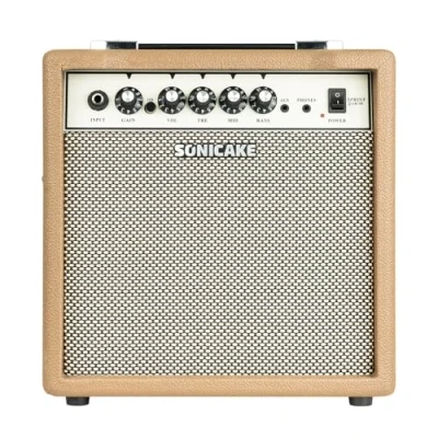 Imagen de SONICAKE Amplificador de Guitarra Eléctrica 15W Doble Canal con Salida para Auriculares EQ 3 Bandas Entrada AUX Diseño Compacto y Portátil Práctica Sprint