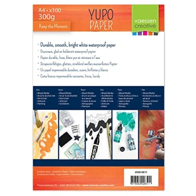 Imagen de Florence Papel sintético Yupo 300 g/m², Blanco, DIN A4, 100 Piezas para Pintar, Dibujar