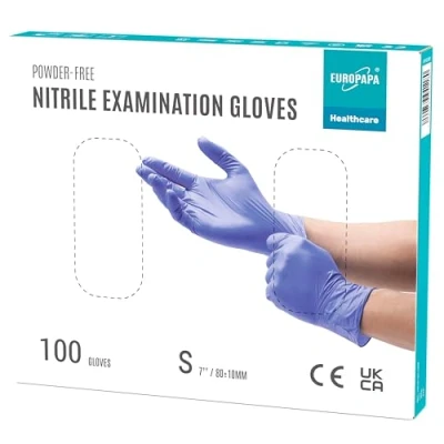 Imagen de EUROPAPA® 100 Guantes De Nitrilo En Caja Morada, Desechables, Examen, Nitrilo, Sin LÁTex, No EstÉRil, (S, Morado)