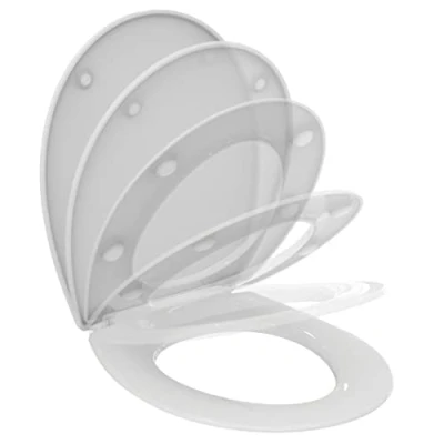 Imagen de Ideal Standard EUROVIT Asiento y tapa Universal, con cierre Amortiguado Para packs abiertos Blanco Fácil de instalar Resistente No se oxida Fijaciones incluidas E131801