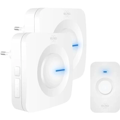Imagen de ELRO DB3000 Juego de Timbre Inalámbrico 2X Receptor con Enchufe/Plug In Sin Pilas Blanco