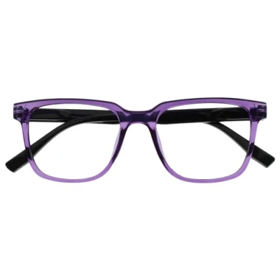 Imagen de OPULIZE LEO Gafas de Lectura Montura Rectangular Grande Morado Patillas Negras Hombre Mujer Bisagras Muelle R55 5 +3.50