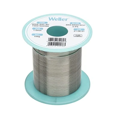 Imagen de Weller wsw sac m1 (t0051402499) filo saldante, ø 1.0mm, 100g, lega sn96.5ag3.0cu0.5, contenuto di fondente 3,5%, silver
