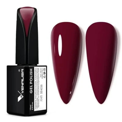 Imagen de VENALISA Esmalte Semipermanente de Pintauñas vino tinto rojo oscuro 15ml Esmaltes Uñas Soak off Gel UV LED Kit en Semipermanentes Perfecto para Principiantes