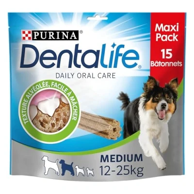 Imagen de Purina DentaLife Medium Maxi Pack Higiene bucal Diaria 345 g 15 Palos para Masticar Perros de tamaño Mediano Lote 5