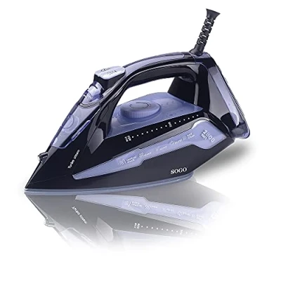 Imagen de Sogo Plancha Multifunción Turbo Steam 2800W de Potencia, Suela Cerámica, Función Antical y Antigoteo, Ajuste Temperatura, Golpe Vapor 60g/min (SS 6330 L)