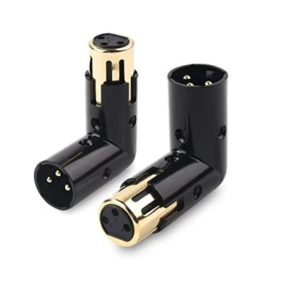 Imagen de Cable Matters 2 Pack Adaptador XLR Ajustable Macho a Hembra en Ángulo Recto Negro (Adaptador 90 Grados)