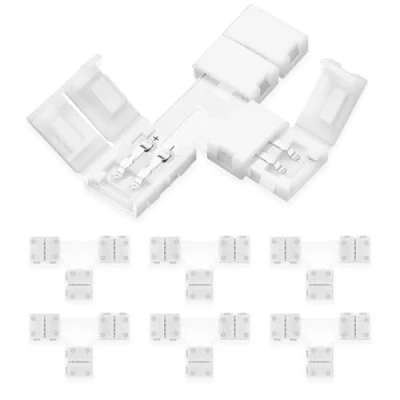 Imagen de UBRAVE Conectores de Luz LED,6 pcs 2 Pin Conector Clip para conexión tira LED SMD3528/2835 8mm,Conector Barra LED, Rápido Cinta LED,No se Necesita Soldadura, Forma T