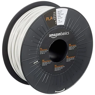 Imagen de Amazon Basics Filamento para impresora 3D, ácido poliláctico (PLA), 1.75 mm, cinta de 1 kg, gris claro