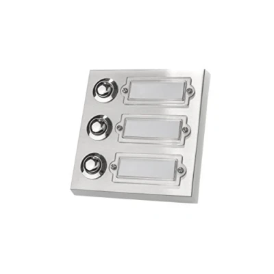 Imagen de HUBER pulsador de timbre superficie metal con placa identificación I latón cromado puerta frontal