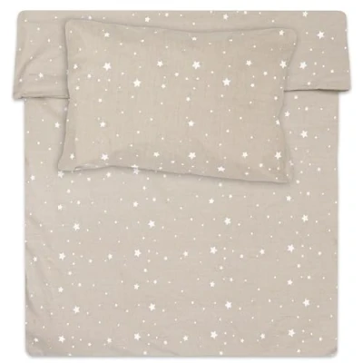 Imagen de Totsy Baby Funda nórdica Infantil 90 x 120 cm Juegos de Cama Infantiles con Almohada 60x40 algodón Beige Estrellas Blancas