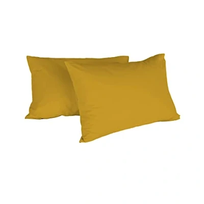 Imagen de Italian Bed Linen Pareja de Fundas Almohada MAX Color, Algodón, Mostaza, 52 X 82 Cm, 2