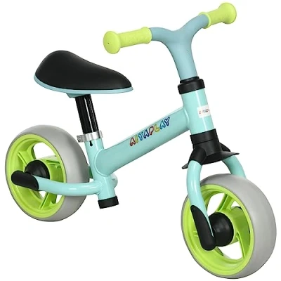 Imagen de AIYAPLAY Bicicleta sin Pedales para Niños de 18 48 Meses Equilibrio con Asiento Ajustable en Altura Carga 25 kg 66,5x34x47 cm Verde y Turquesa