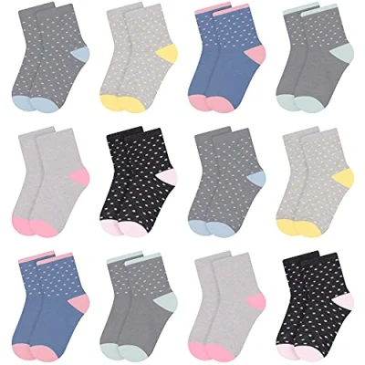 Imagen de L&amp;K II 12er calcetines de algodón para niñas y niños deportivos con patrón puntos multicolor primavera otoño 2841 27 30