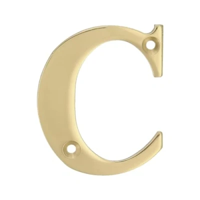 Imagen de Amig Letra C de Latón Pulido para Atornillar en Interior y Exterior 50 mm Adecuado Portales, Paredes o Fachadas Casas Acabado Dorado