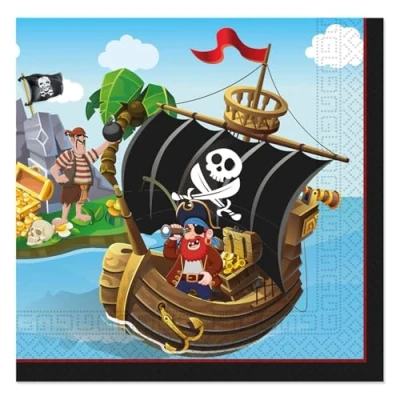 Imagen de Procos Servilletas de papel FSC Pirates Party (33 x 33 cm, doble vela), 20 unidades, multicolor, 93967